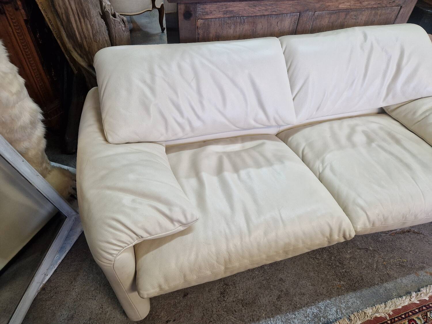 Maralunga White Leather Sofa By Vico Magistretti For Cassina, 1970s No. 2