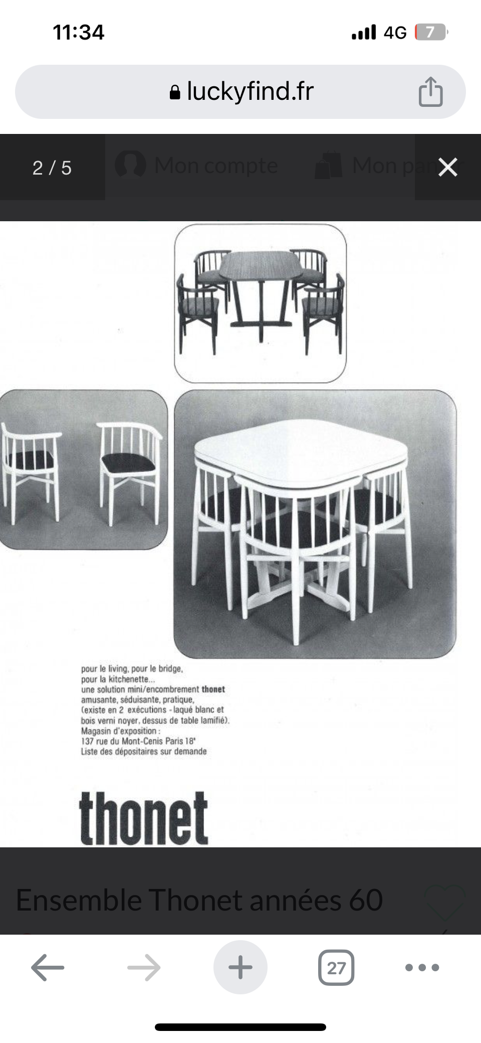 Thonet set of 4 built-in chairs 60s / 70s