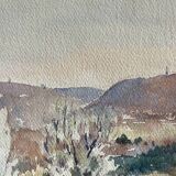 Watercolor painting maurice thevenin (1895-1967) "from santenay" burgundy