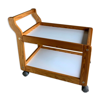 Vintage Scandinavian Pine Serving Trolley | 1970s