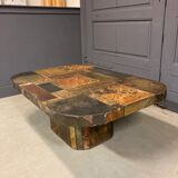 Vintage coffee table, slate in bronze and copper colours, 1960s/70s