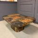Vintage coffee table, slate in bronze and copper colours, 1960s/70s