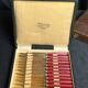 Tableware, twelve vermeil dessert knives in a case from around 1940.