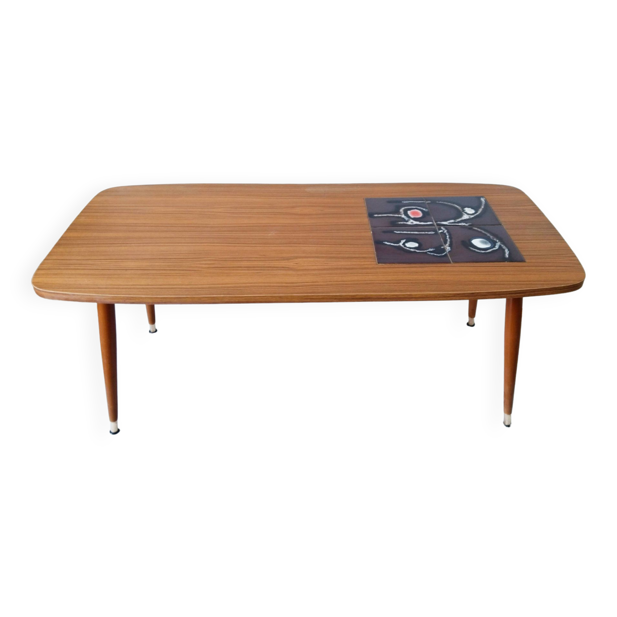 Table basse scandinave vintage en bois et carrelage ,années 50 | Selency