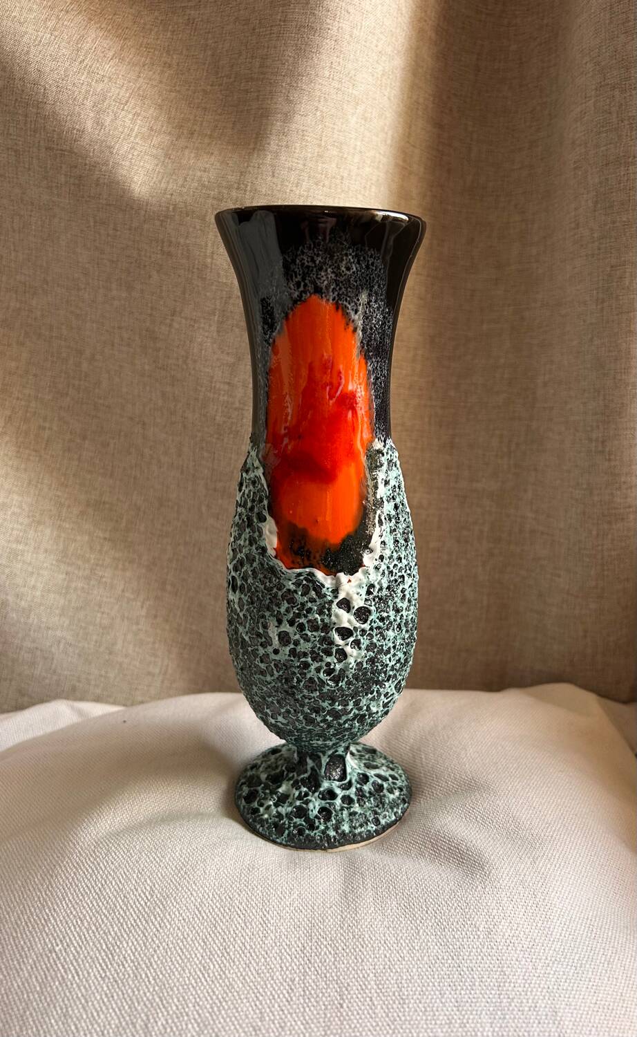 Superb Vintage Vallauris Vase – "Sea Foam" & Lava Decor