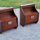 Pair of bedside tables from the 70s in rosewood stained oak veneer