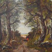 Important painting "Stroll in the Underwood", oil on canvas, signed L. Gourdon – 1896