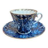 Tasse et soucoupe Imperial Porcelain Saint-Pétersbourg cobalt et dorure Russie