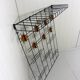 Black wire steel & wooden wall coat rack with hat shelf 1960's