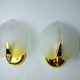 Pair of "leaf" wall lights, smoked glass, Italy, 1970