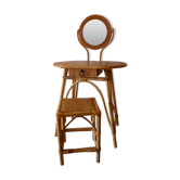 Coiffeuse en rotin avec son tabouret