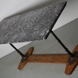 French Marble & Cast Iron Console or Side Table, 19th Century