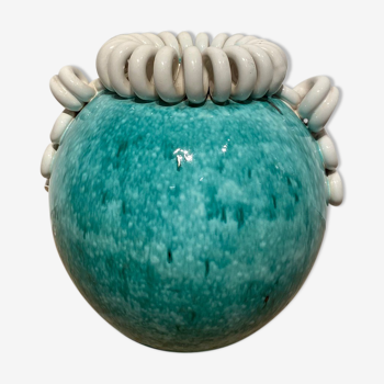 Vase ball art deco turquoise 1940