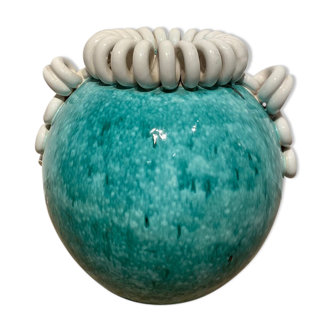 Vase ball art deco turquoise 1940