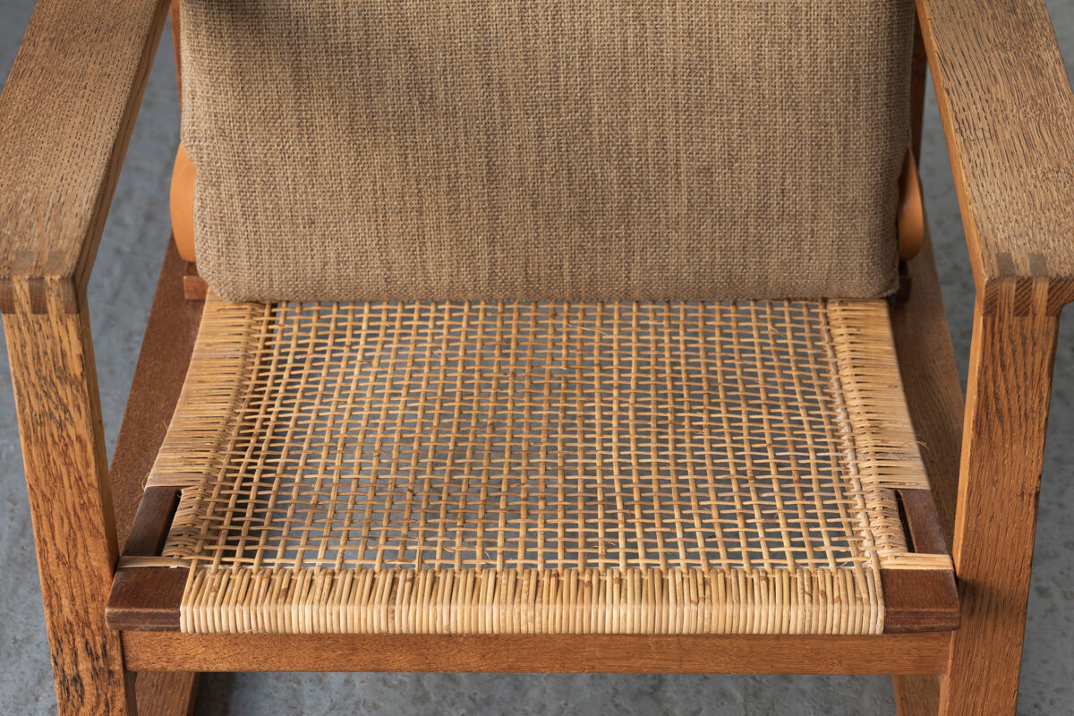 Set of 2 lounge chairs and one footrest by Borge Mogensen for Fredericia Denmark 1960’s