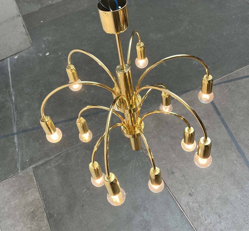 German vintage brass chandelier by Star Leuchten, 1970s.