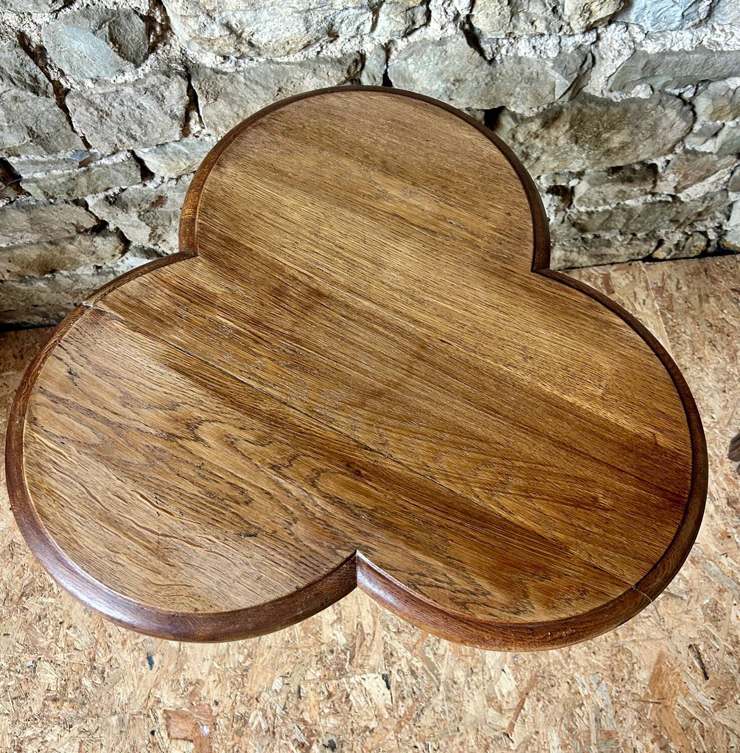 Turned wooden clover table