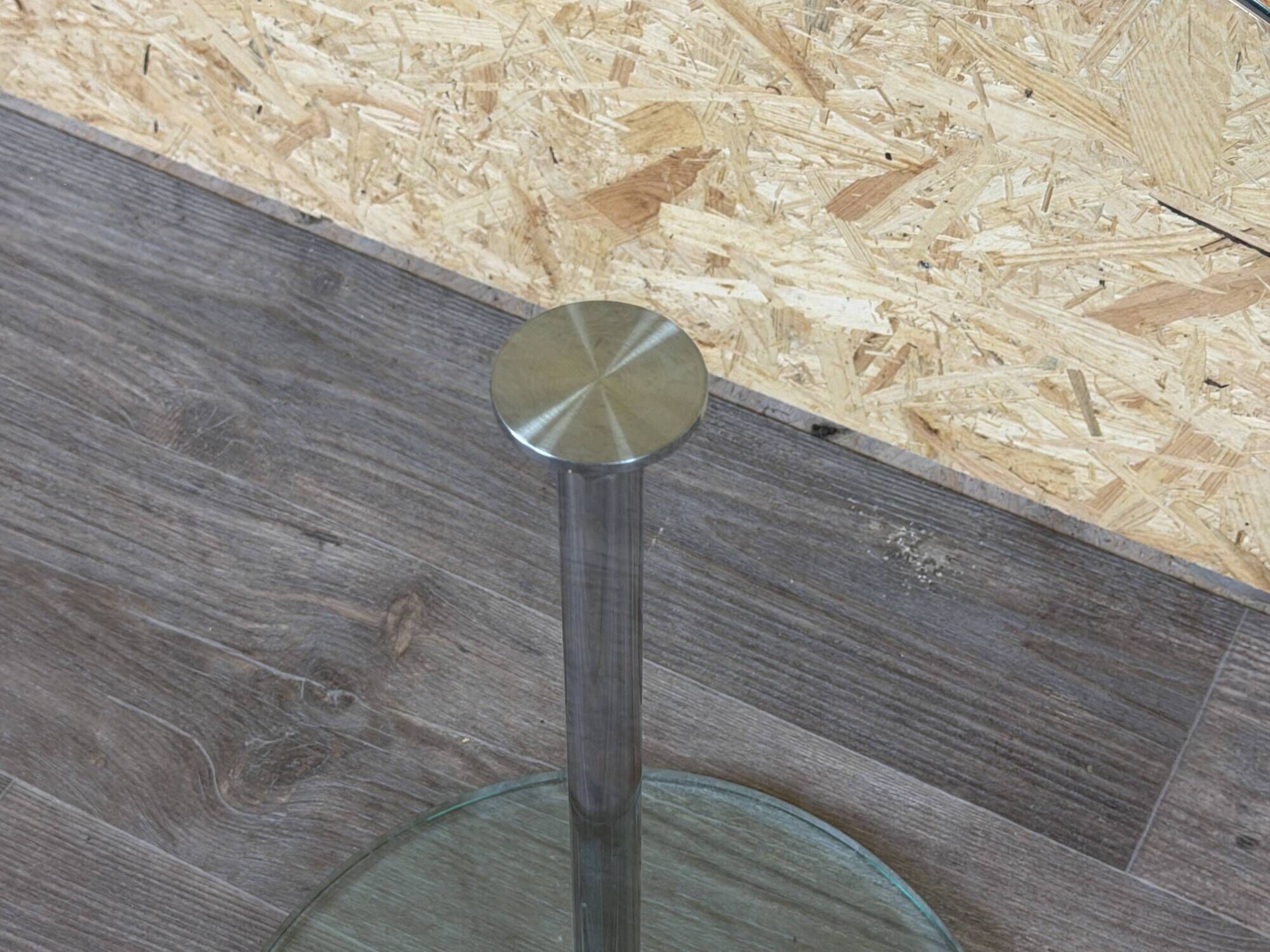 1970s 1980s Coffee Table Side Table in Chrome and Glass Space Age Design