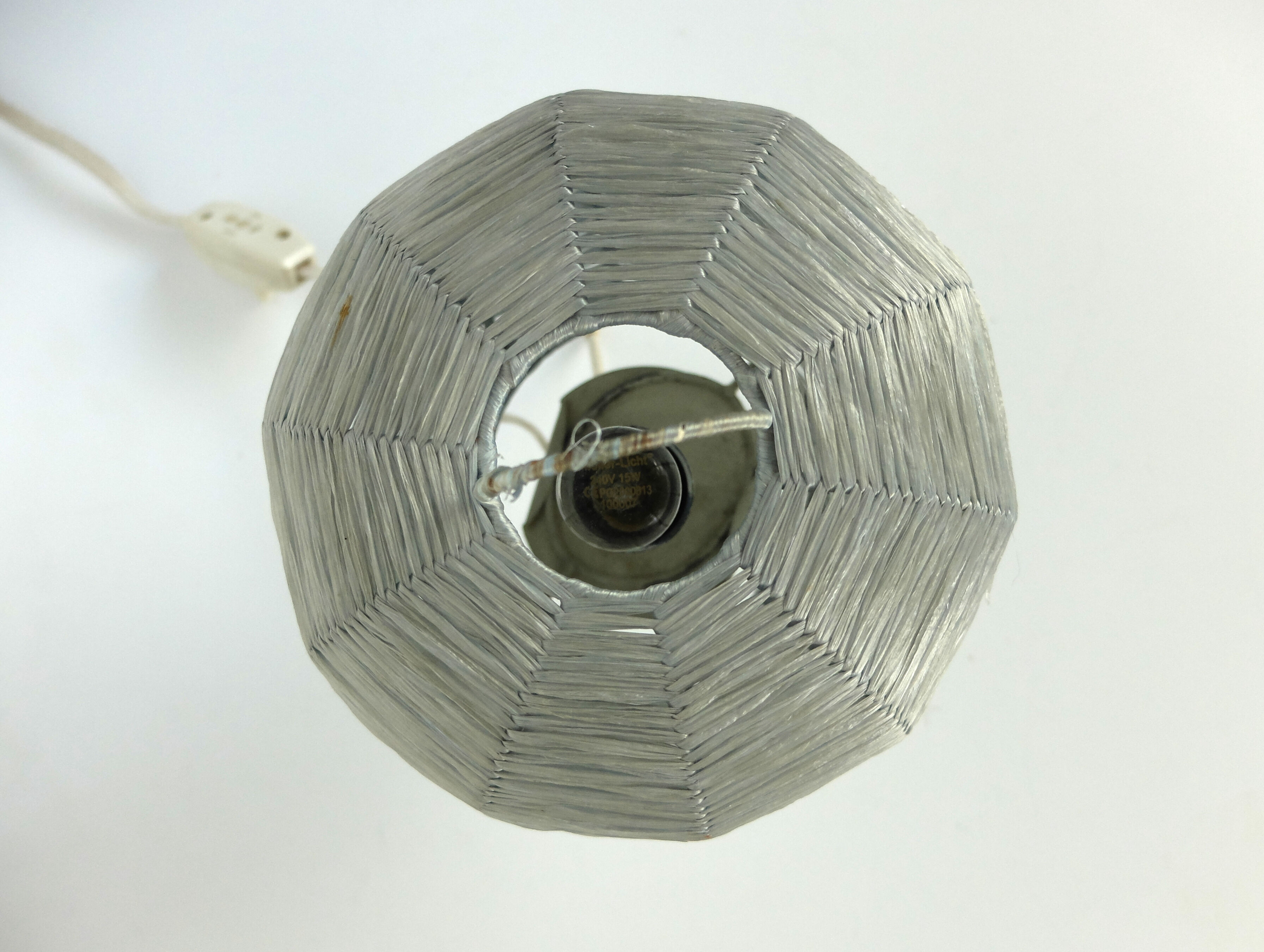 Mid-century tripod bedside lamp, raffia, Italy, 1950s