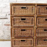 Wicker and rattan chest of drawers with 8 drawers