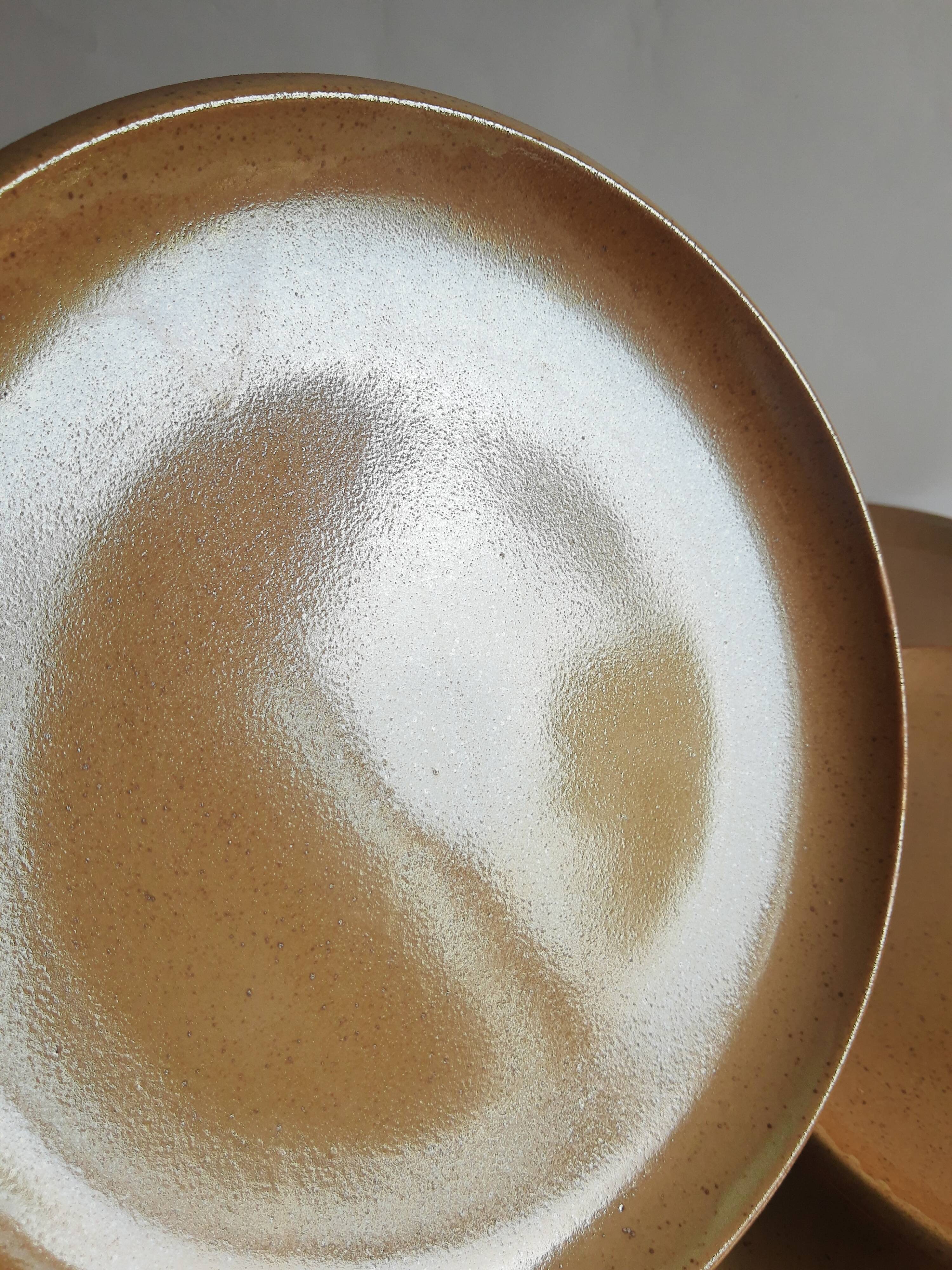 Set of 6 flat plates in Brenne stoneware from France vintage