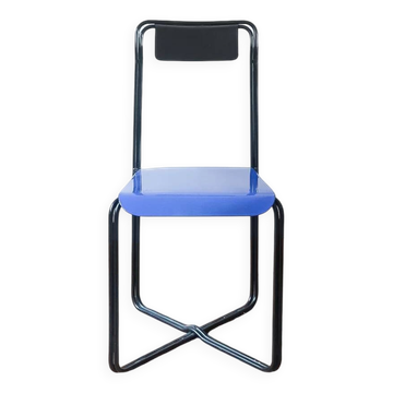 Chair Kaa by Francesco Soro, blue lacquered metal, 1980s