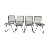 4 gridded metal chairs
