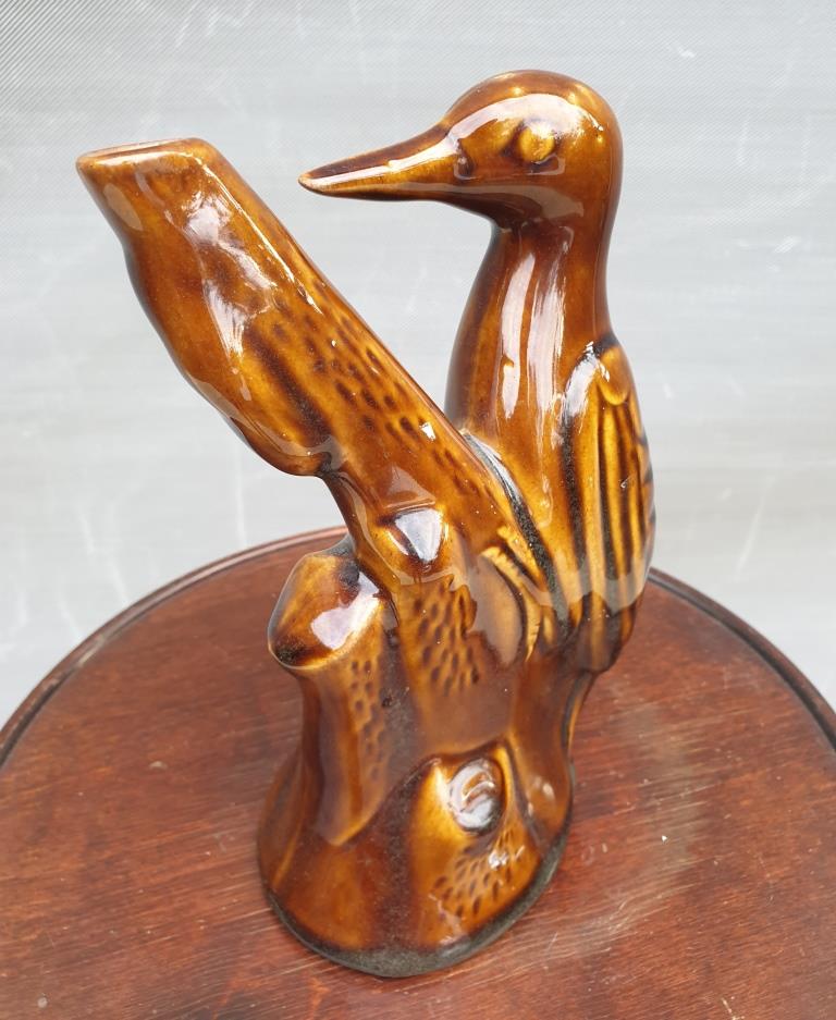 Vase soliflore pic-vert glazed brown earthenware