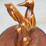 Vase soliflore pic-vert glazed brown earthenware