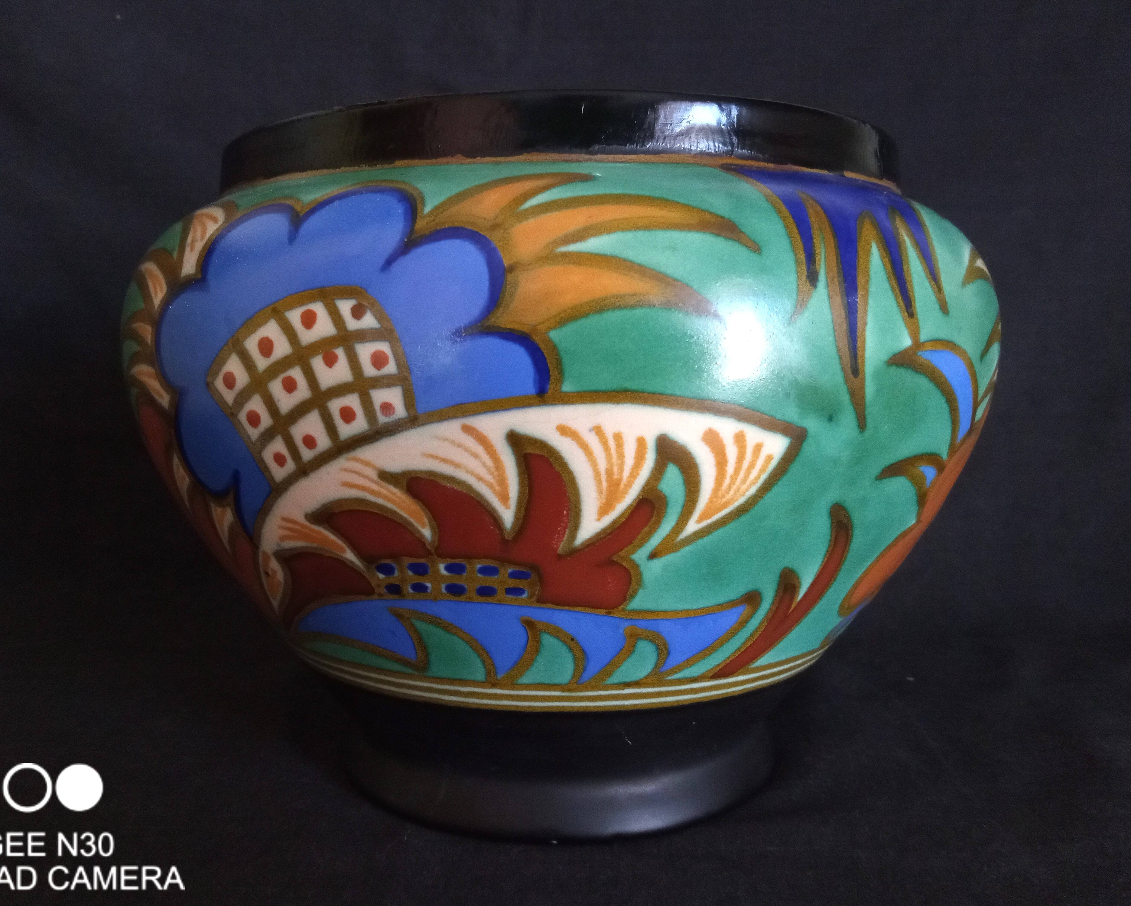 Large Gouda Vase, Art Deco geometric patterns, 1920s