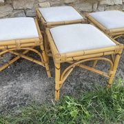 4 tabourets vintage bambou et rotin – années 60/70