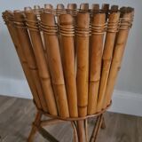 Pair of wicker and bamboo pot covers 70s