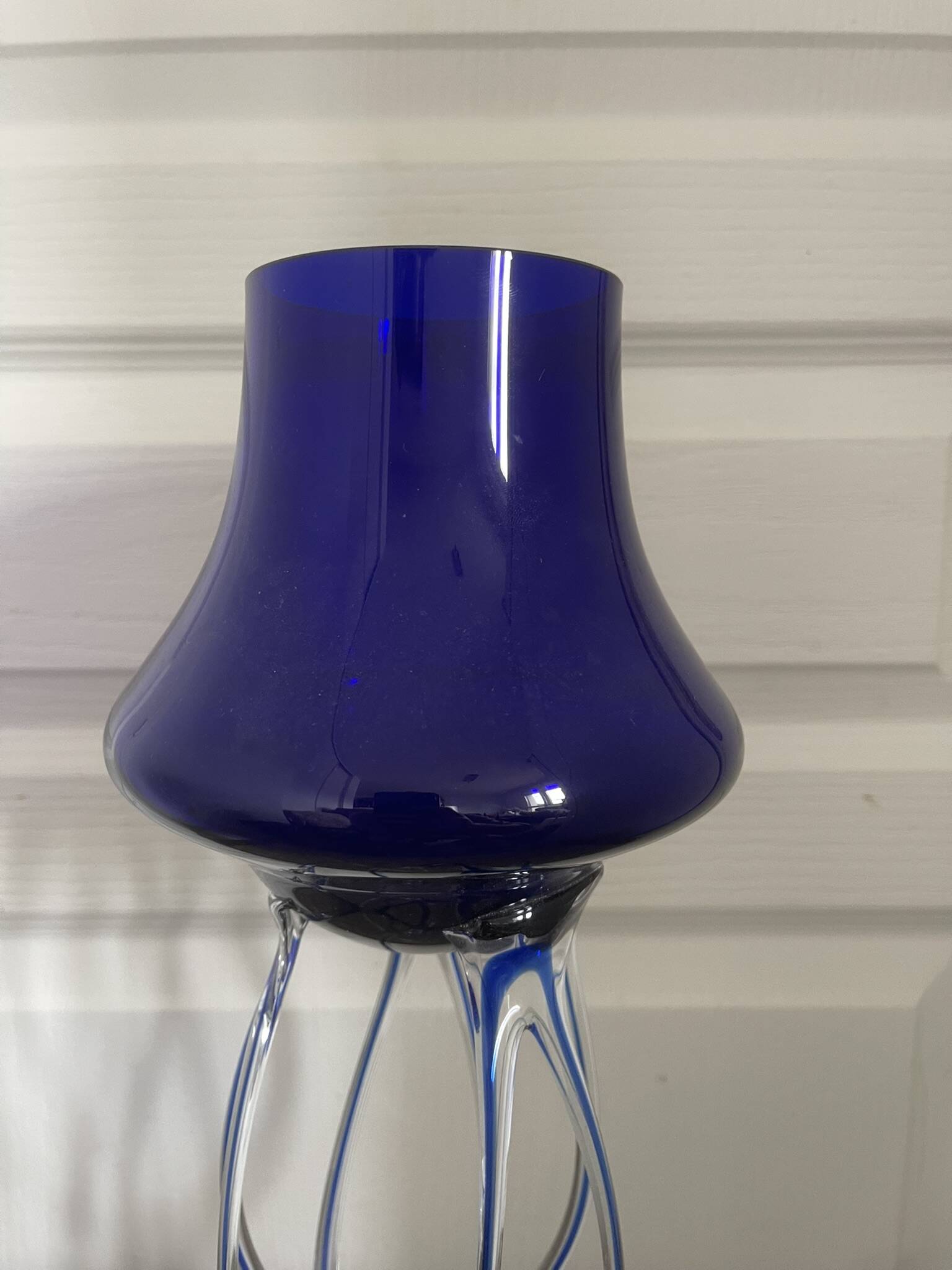 Ancient Medusa Cobalt Blue Cup Vase Jozefina Krosno Octopus Blown Glass