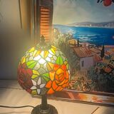 Tiffany style lamp vintage colourful flowers