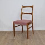 Chaise teck vintage velour rose danemark
