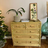 Charming rattan and bamboo chest of drawers.