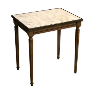 Table d'appoint de style Louis XVI en merisier et marbre