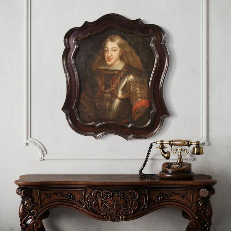 Antique Spanish portrait from the 17th century, Charles II of Spain