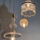 Suspension cascade triple Holophanes and vintage pendants
