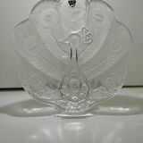 Assiette, Peakcock, verre de cristal, Lars Hellsten, Orrefors, Suède, 1970