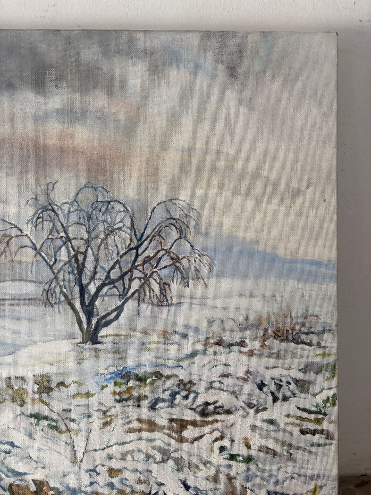 Winter landscape, oil on canvas signed Maurice Bouillot 1971