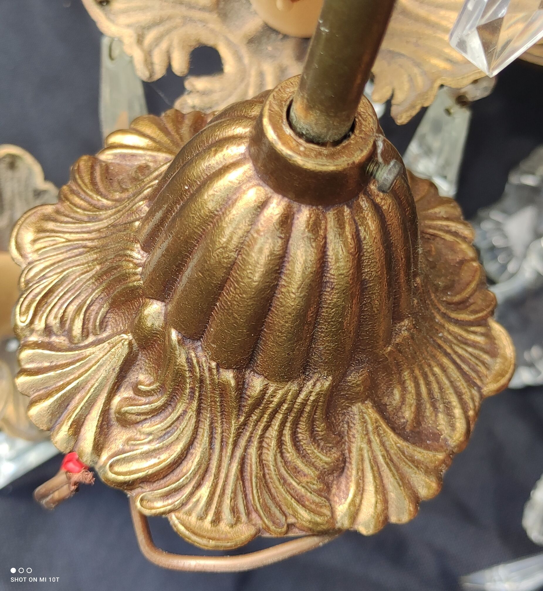 Old bronze chandelier/stamps and angel décor