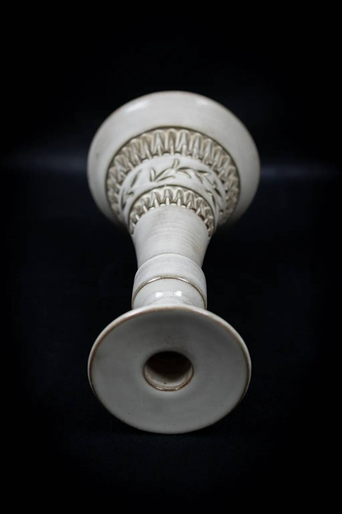 Ceramic candle holder with geometric decoration by Huguette Bessone - Vallauris