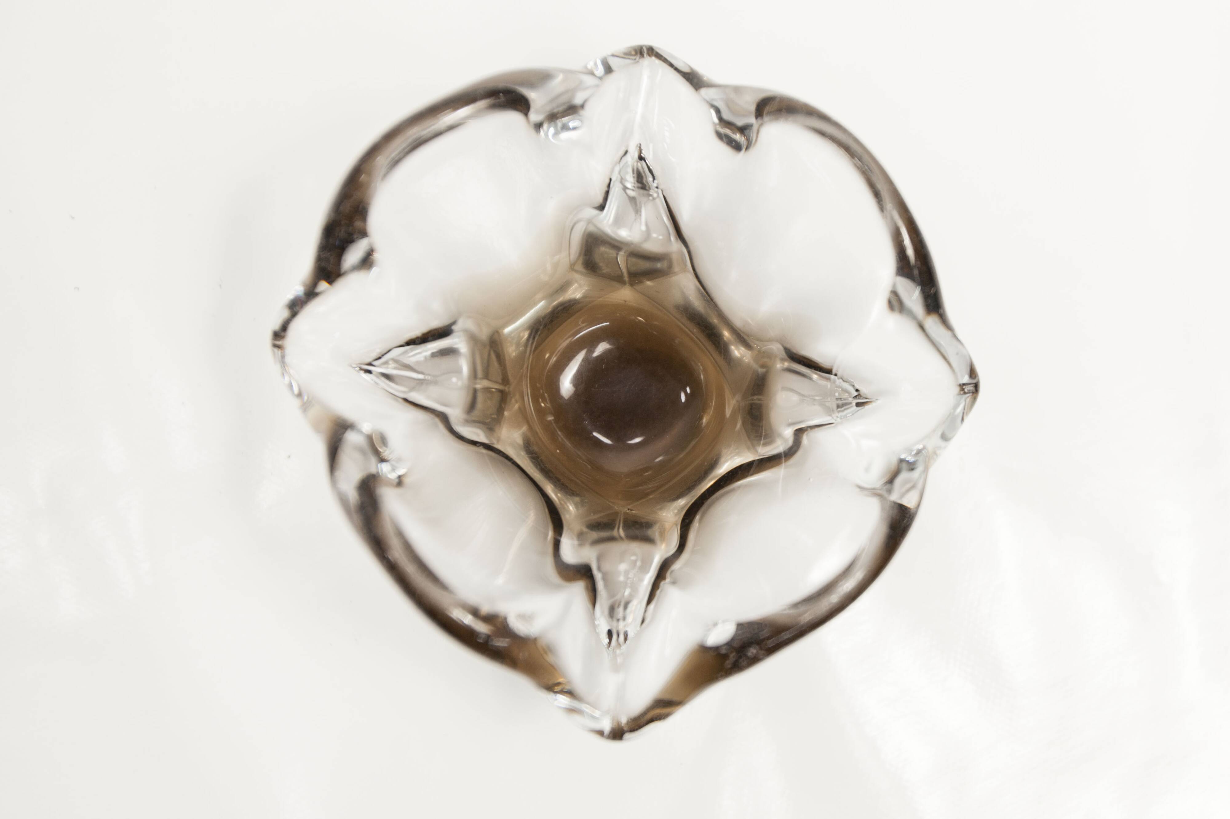 Cendrier murano carré 1960 transparent et marron