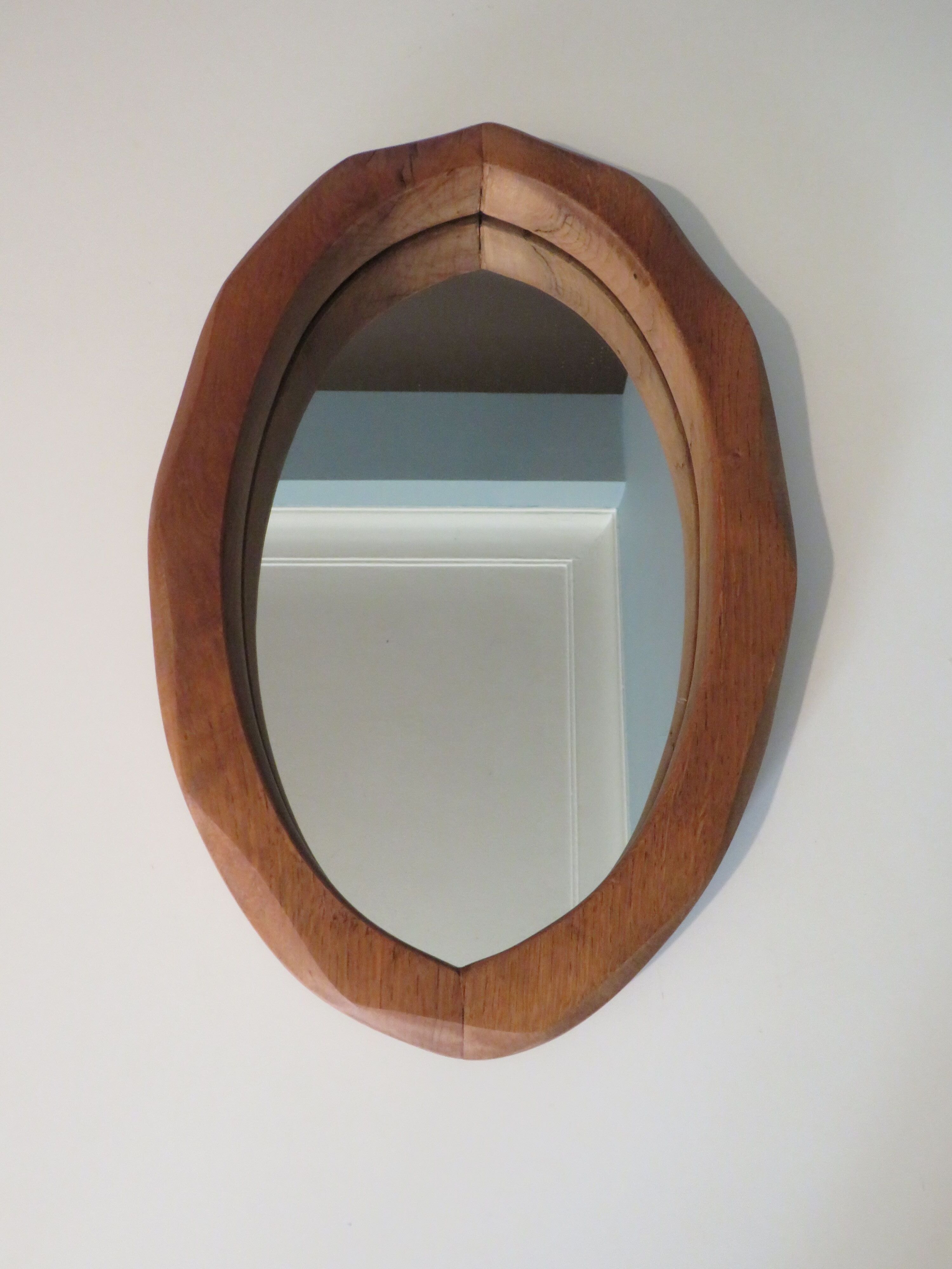 Brutalist mirror in solid oak, hand carved, Belgium 1970