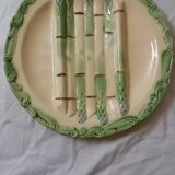Set of 2 asparagus plates in barbotine, Longchamp earthenware, ironstone