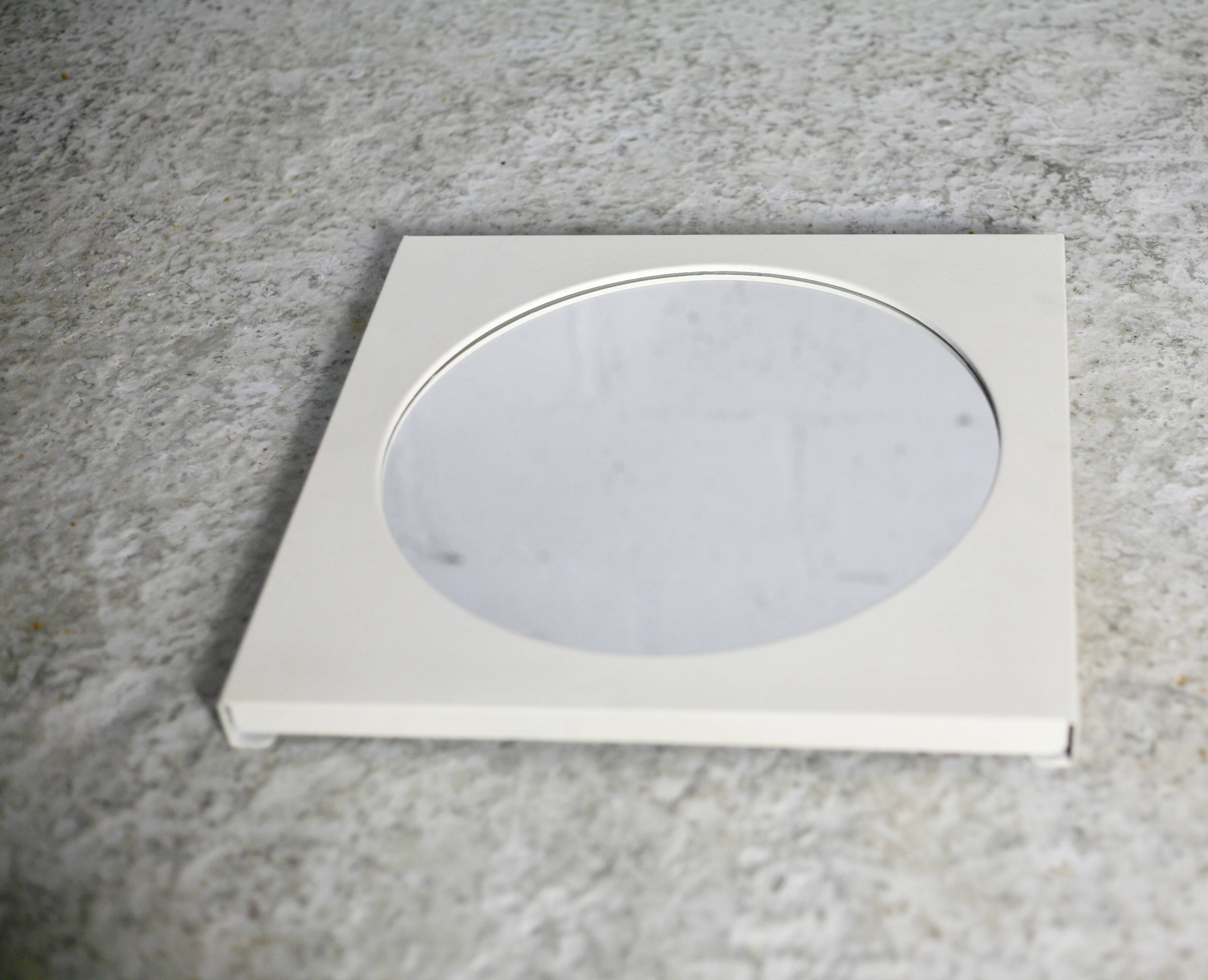 "space age" mirror, steel, 70s.