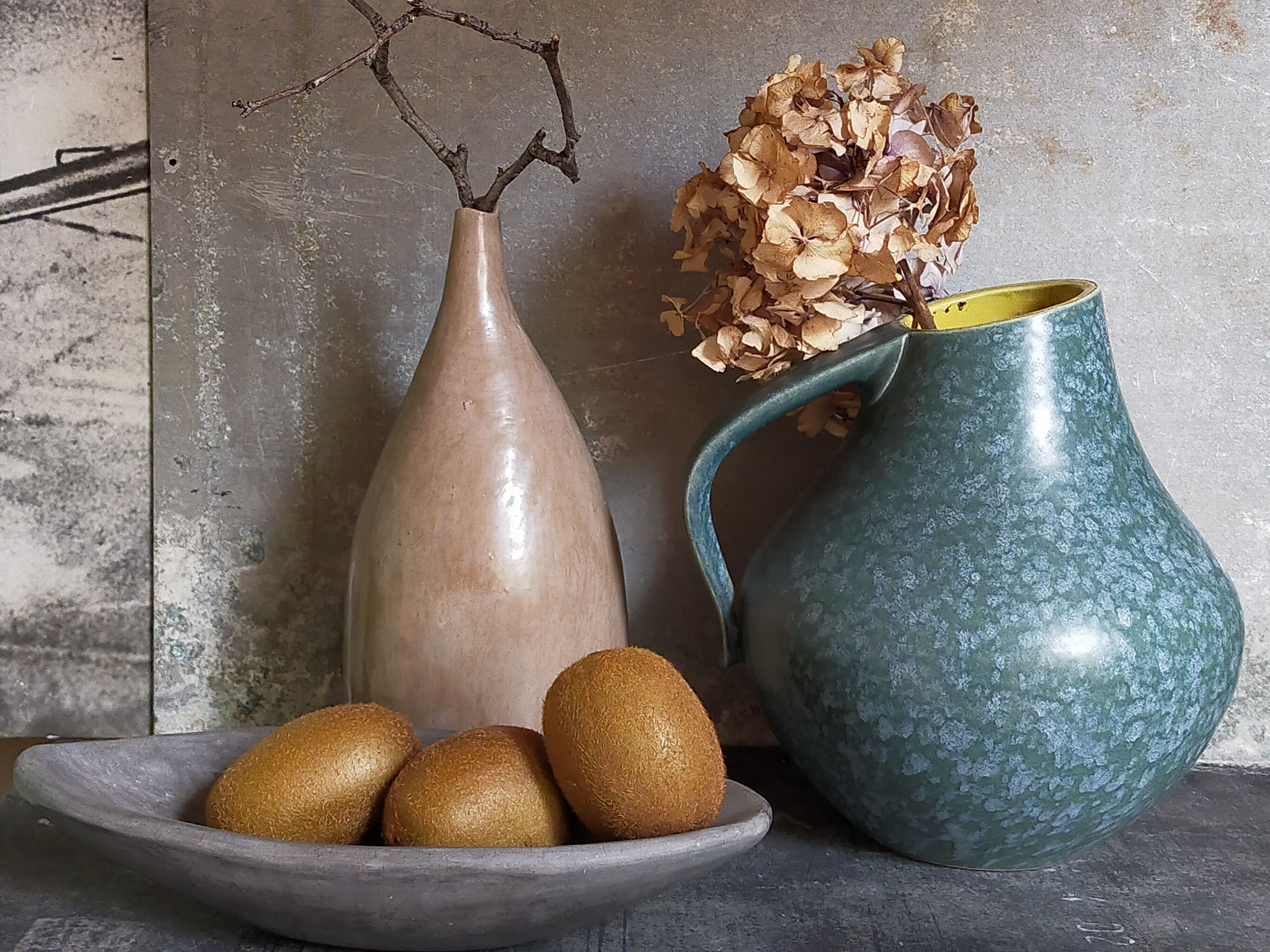 German ceramic vase Art-Deco with speckled enamel model n°377