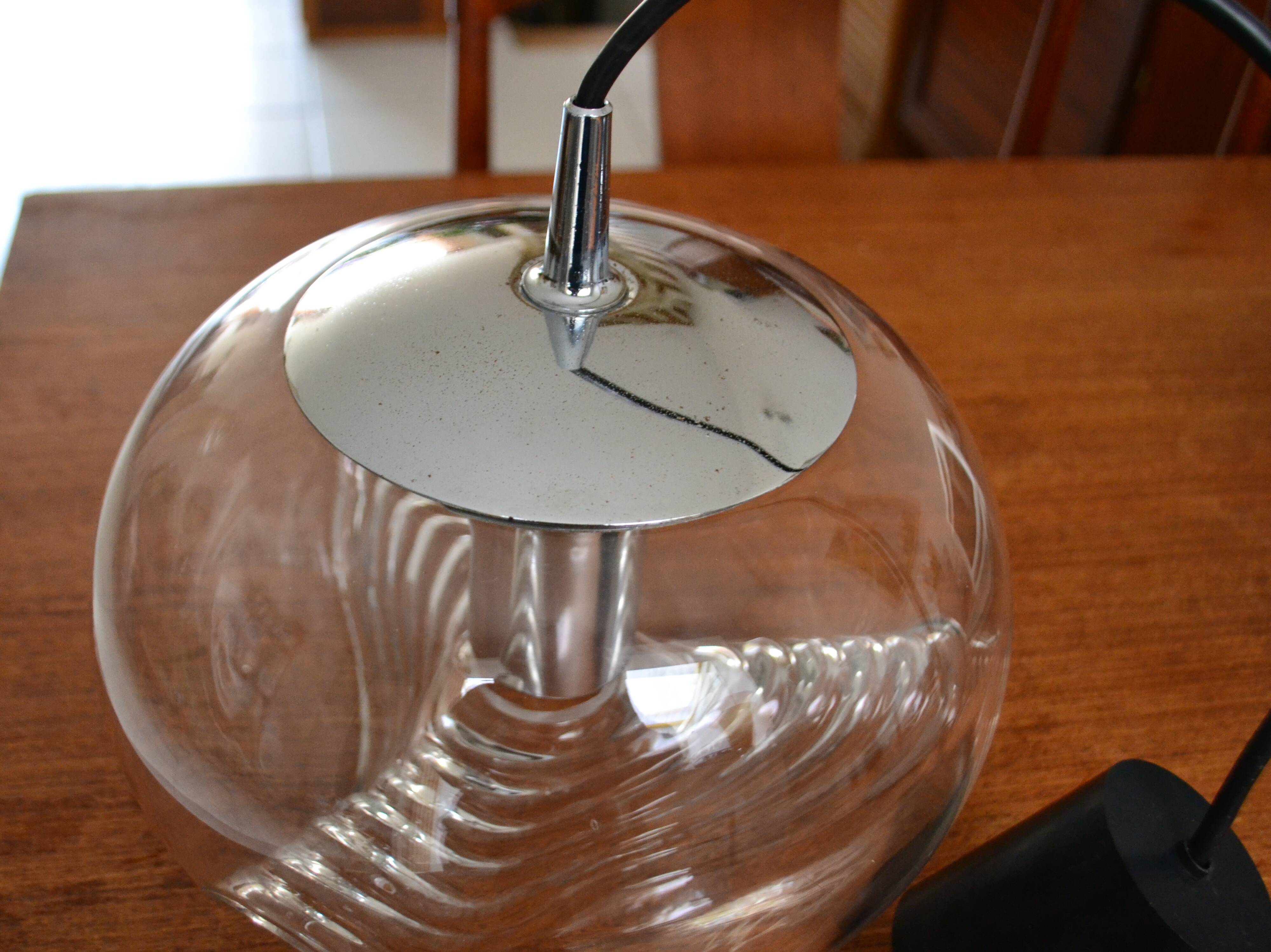 Peill & Putzler "wave" suspension, glass and chrome from the 60s/70s.