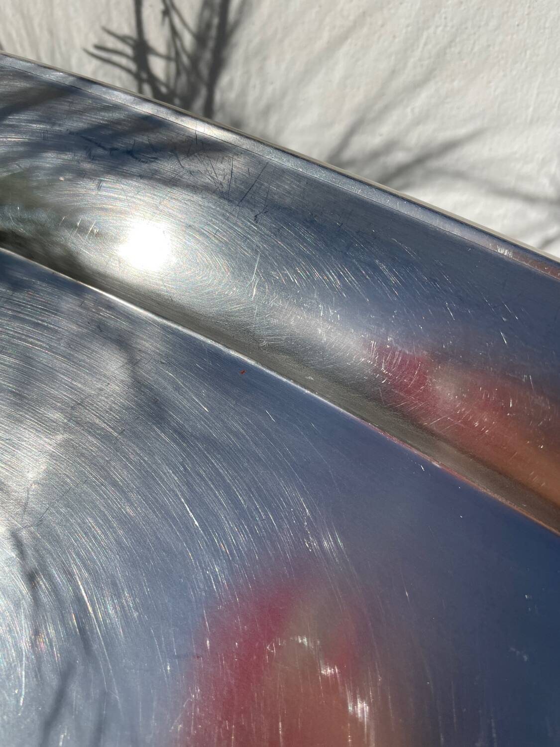 Large, long oval stainless steel platter by Rémy Letang